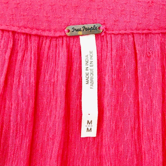 NEW! Free People Go Lightly Swing Dress V Neck Long Sleeve Boho Pink SZ M - Picture 13 of 15